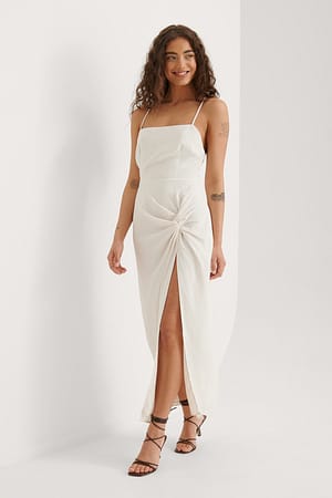 Offwhite Gerecycleerde maxi-jurk met draaidetail
