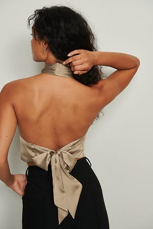 Nougat Recycled Twist Front Satin Top