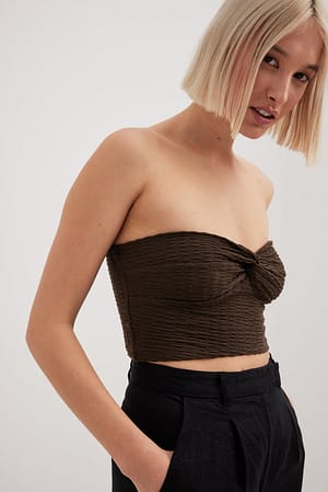 Brown Twist Structure Tube Top