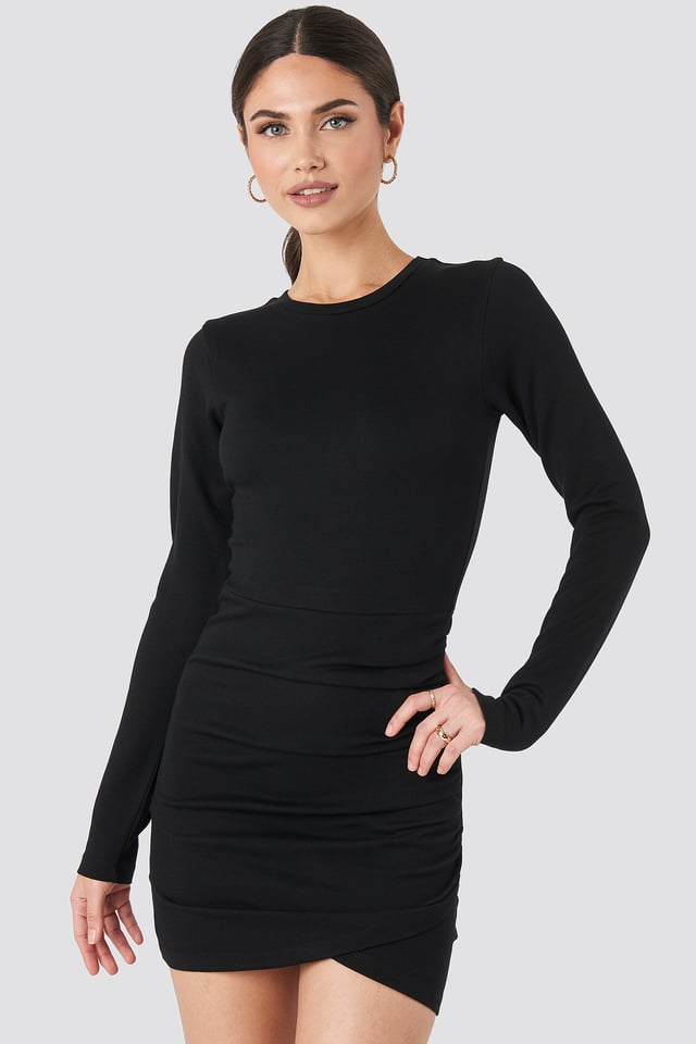 Twist Wrap Jersey Dress Black