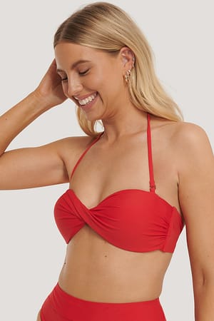 Red Bandeau-Bikini-Oberteil
