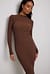 Two Color Rib Knitted Turtle Neck Dress