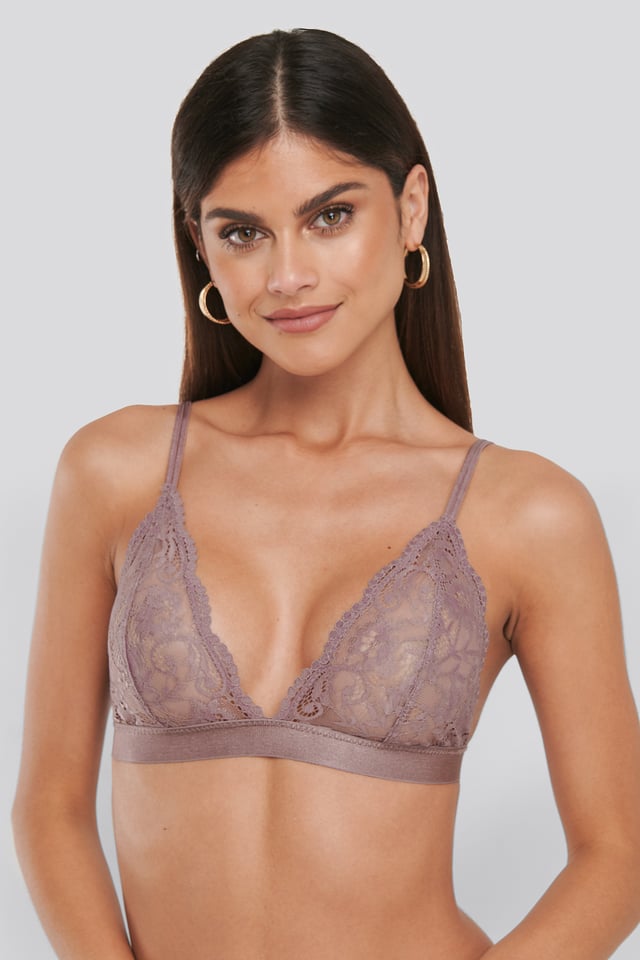 Two Strap Lace Bra Dusty Purple