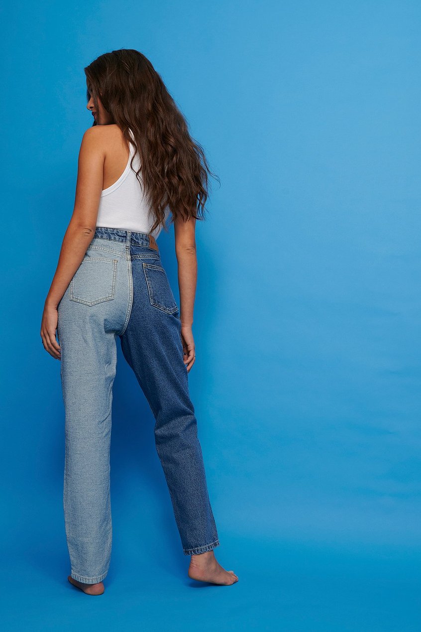 Jeans High Waisted Jeans | Organische zweifarbige Jeans mit hoher Taille - PJ43024
