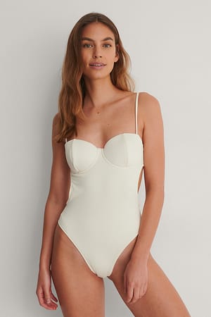 Off White Recycled Underwire Cut Out Swimsuit