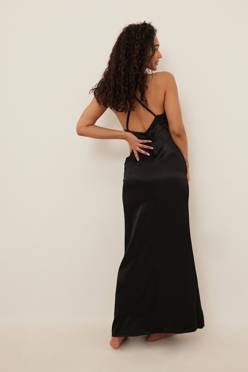 Vestidos Summer Maxi Dresses | V-neck Satin Maxi Dress - NL58821