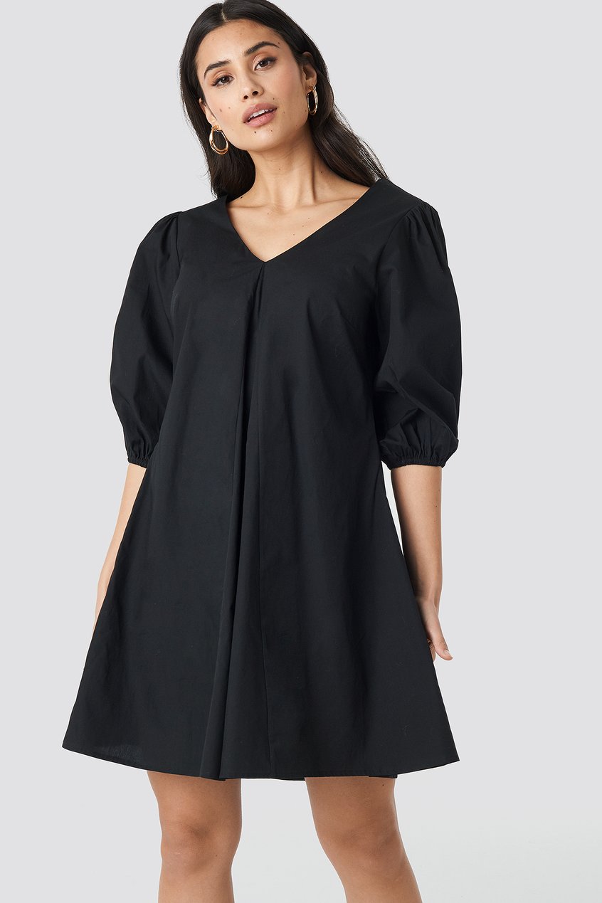 Robes Robes à manches bouffantes | V-back and Front Short Sleeve Dress - WU42903