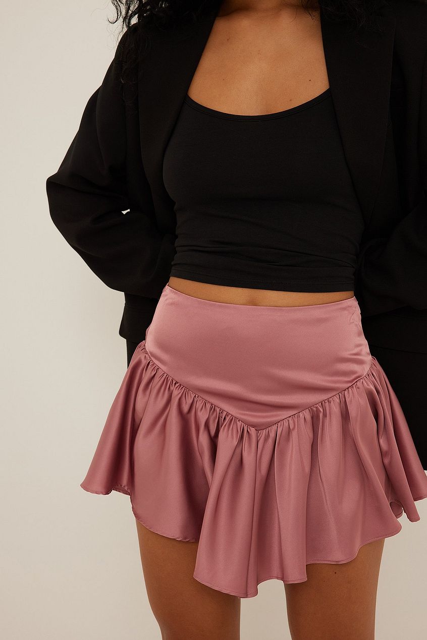 na-kd.com | V-shaped Flowy Mini Satin Skirt