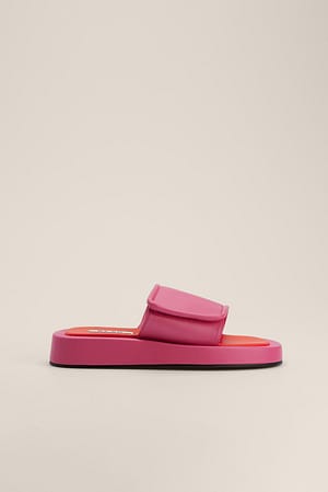 Strong Pink Velcro Strap Slippers