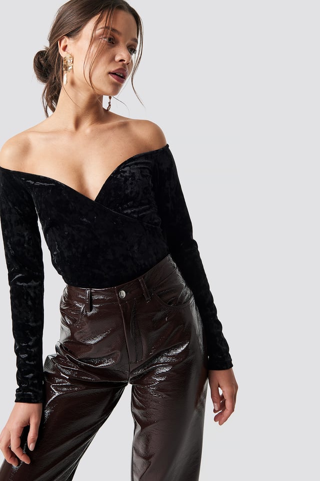 Velvet Off Shoulder Top Black