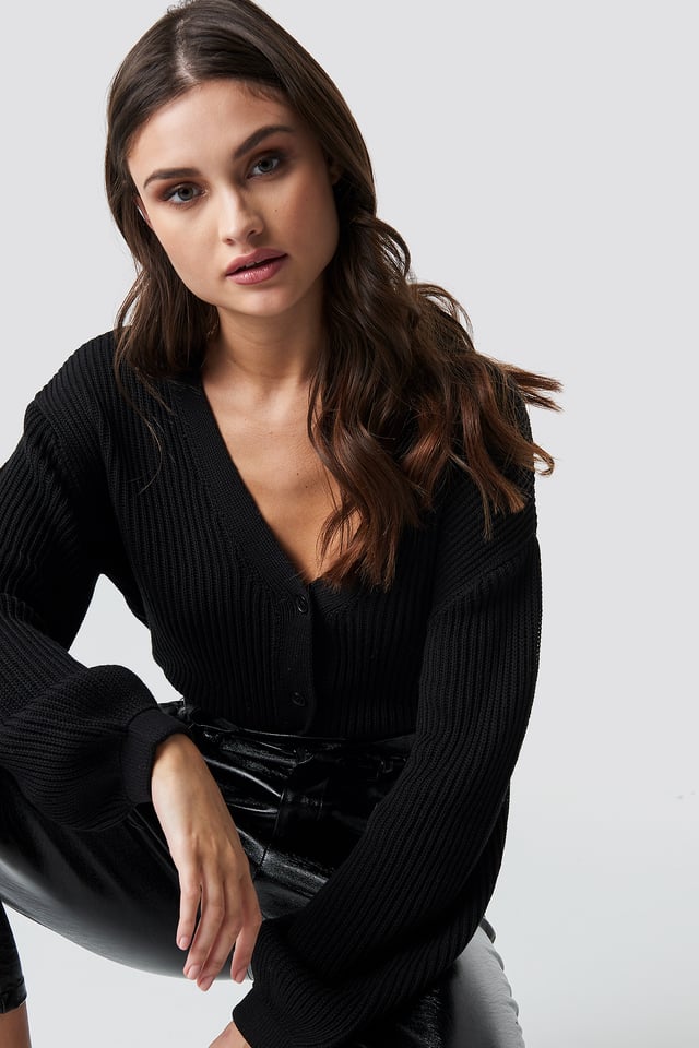Volume Sleeve Cardigan Black
