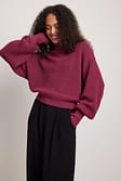 Burgundy Volume Sleeve High Neck Knitted Sweater