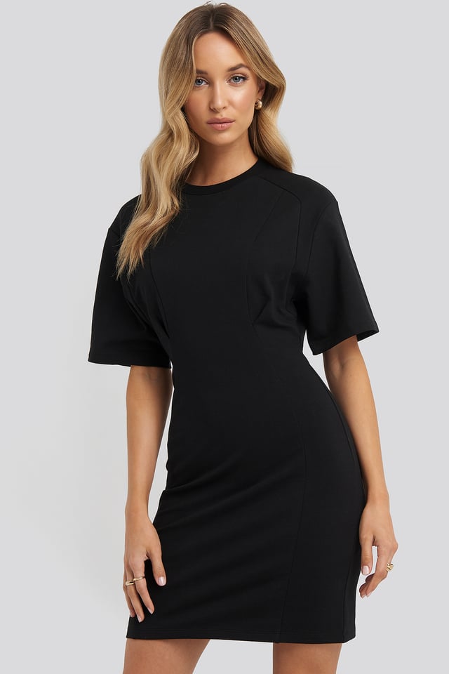 Waist Dart Detail Dress Black