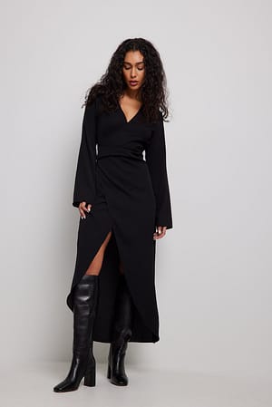 Black Vestido maxi con detalles en la cintura