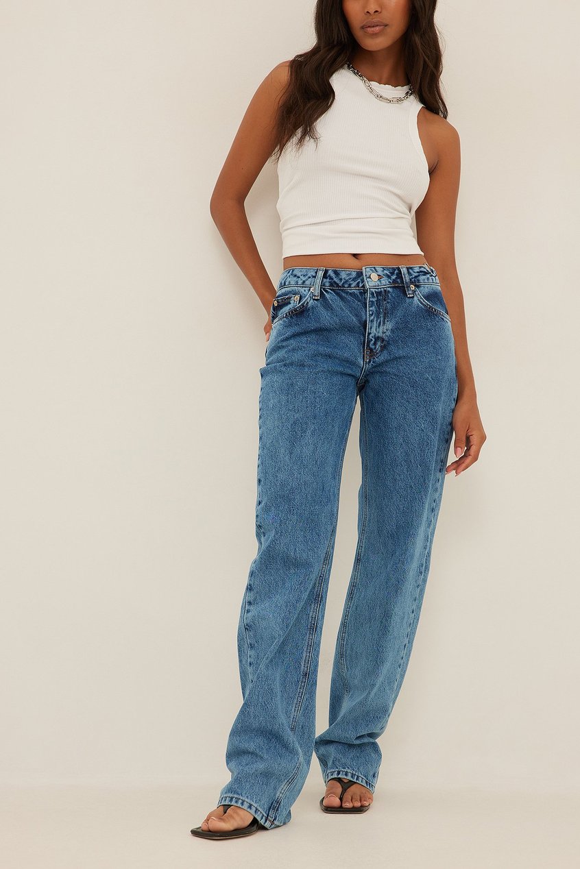 Jeans Jeans mit geradem Bein | Gerade Jeans mit Bund-Detail - QU90934