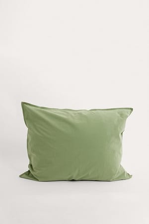 Green Funda de almohada de algodón orgánico lavado