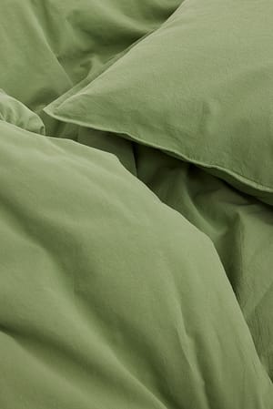 Green Funda de almohada de algodón lavado