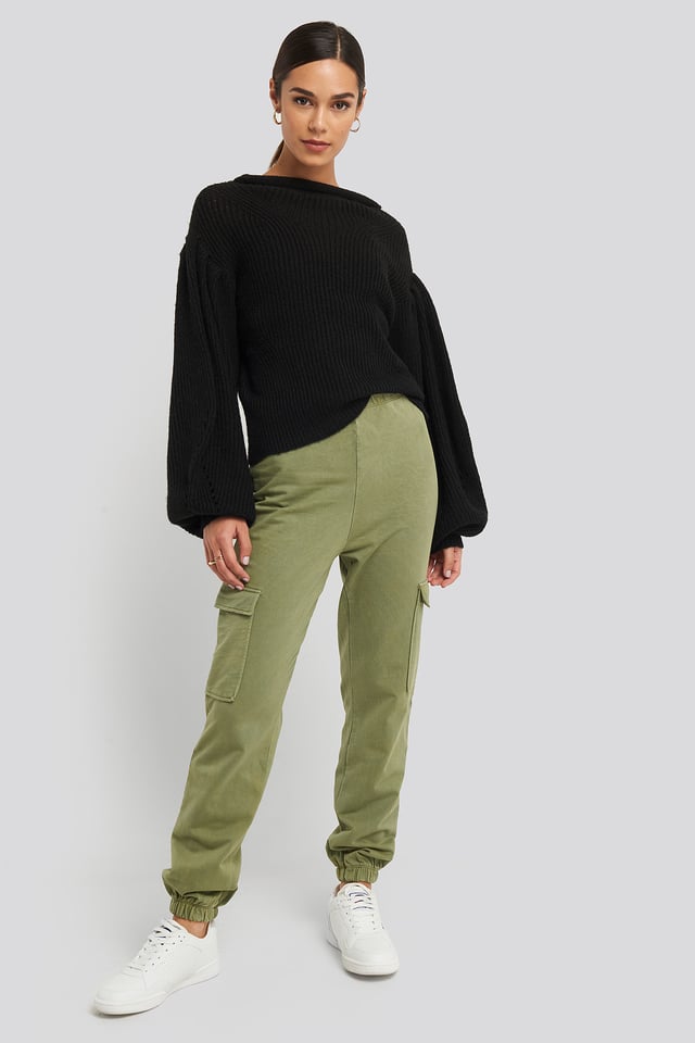 Washed Patch Pocket Joggers Green