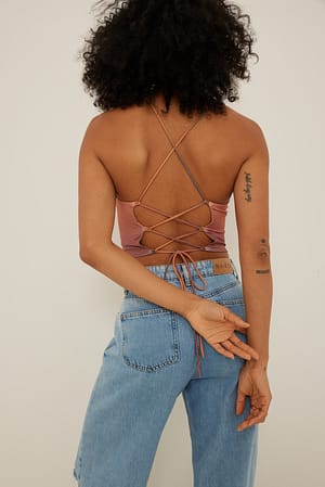 Ombre Print Waterfall Back Strap Top