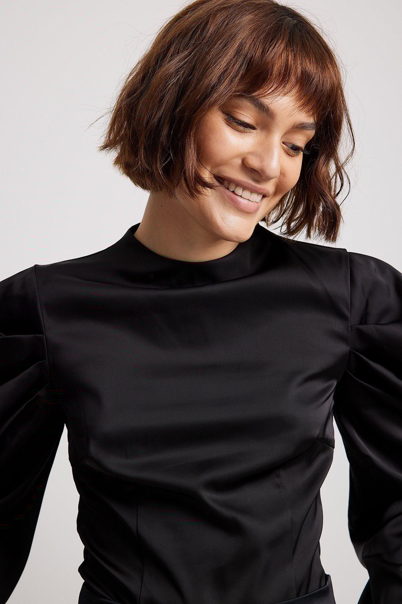 beige long sleeve high neck top