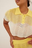 Yellow Wavy Knitted Collar Top