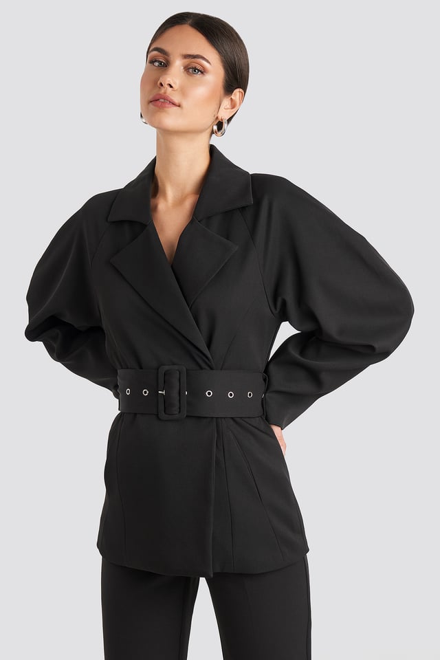 Wide Belt Blazer Black