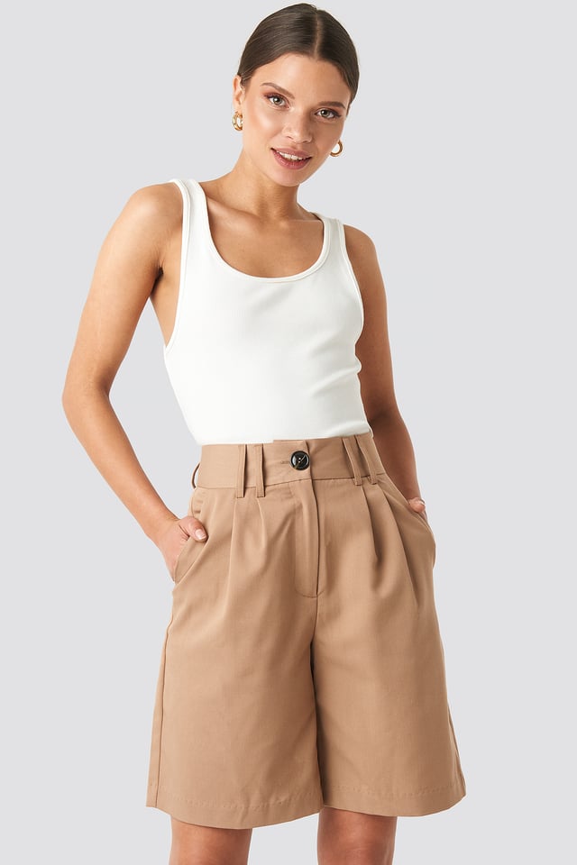 Wide Bermuda Shorts Camel