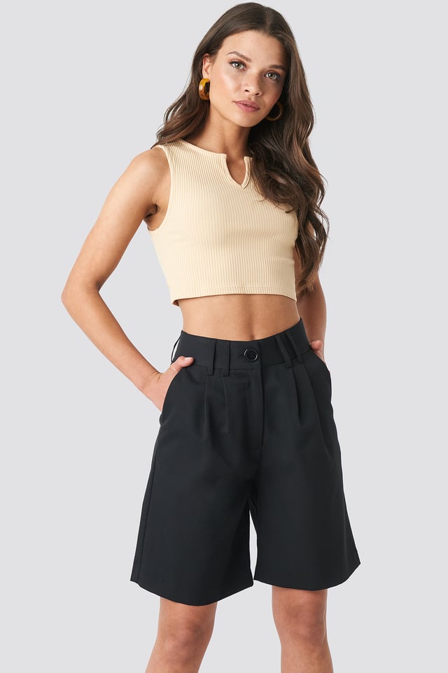 Wide Bermuda Shorts Black