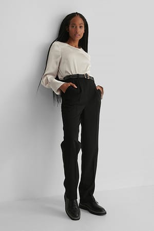 Offwhite Wide Cuff Satin Blouse