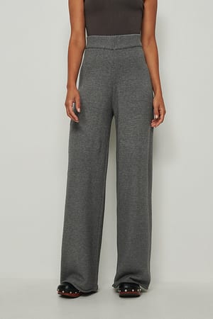 Wide Knitted Pants Grey | NA-KD