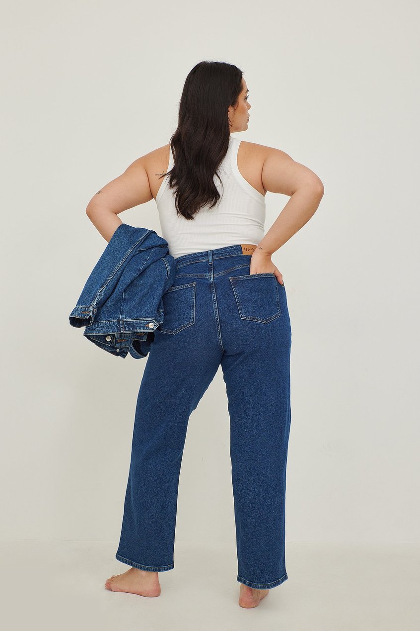 Jeans Große Größen | Organische Denim-Jeans mit weiten Beinen und hoher Taille - WD32861