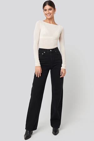 Black Jean Large Taille Haute