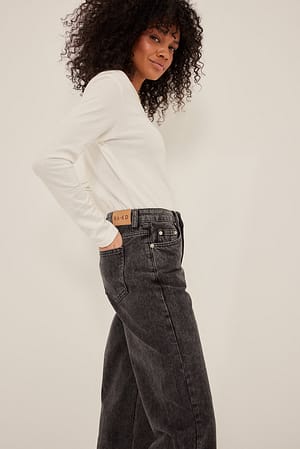 Vintage Grey Økologiske jeans med middels liv og vide ben