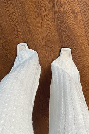 Off White Wide Melange Knitted Pants