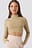 Wide Rib Polo Neck Long Sleeve Cropped Top