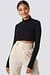 Wide Rib Polo Neck Long Sleeve Cropped Top