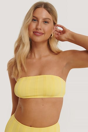 Light Yellow Wide Ribbed Bandeau Top