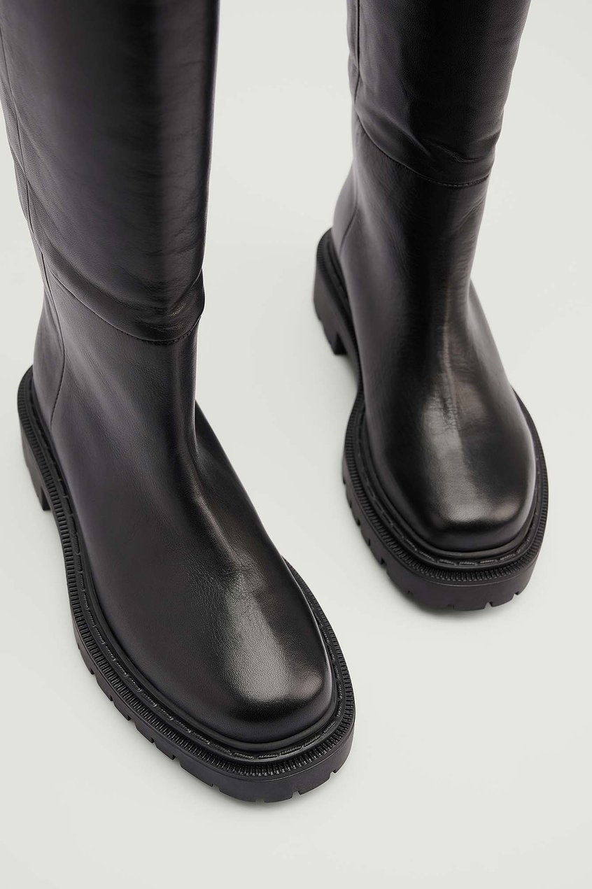 Chaussures Bottes & Bottines | Bottes en cuir à tige large Noir - EU54601