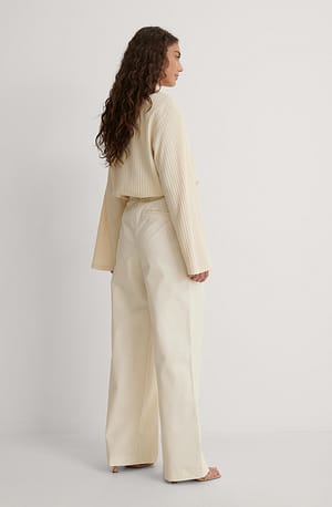 Wide Twill Cotton Pants Offwhite | NA-KD
