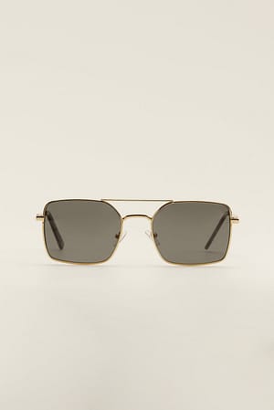Black/Gold Wide Wire Frame Recycled Sunglasses