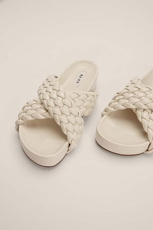 Offwhite Wide Woven Slippers