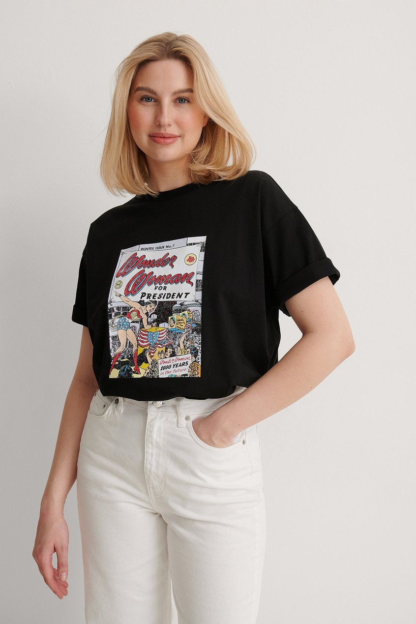 Oberteile T-Shirt mit Aufdruck | Organisches Wonder Woman Oversize-T-Shirt - FJ30773