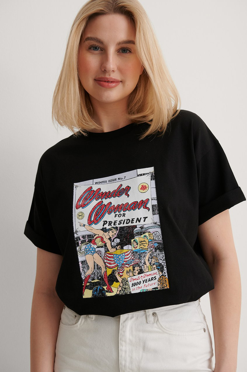 Oberteile T-Shirt mit Aufdruck | Organisches Wonder Woman Oversize-T-Shirt - FJ30773