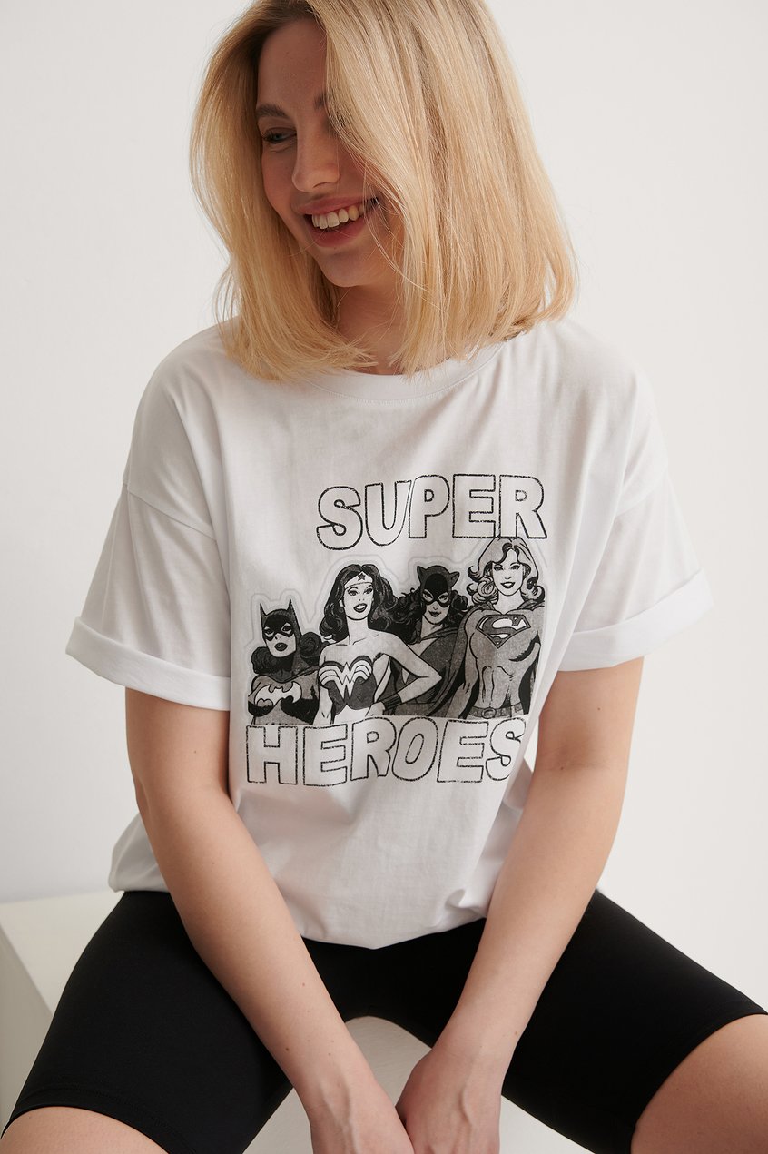 Lizenzierte Produkte T-Shirts | Organisches Wonder Woman Oversize-T-Shirt Weiß - RL29482