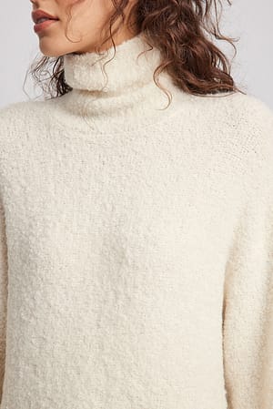 Wool Blend Knitted Turtle Neck Midi Dress Offwhite | NA-KD