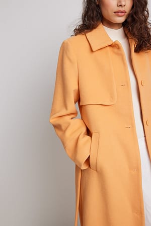Orange Uldblanding oversize frakke