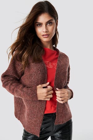 Red NA-KD Trend Wool Blend Short Cardigan