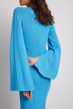 Blue Sukienka maxi z mieszanki wełny z szerokimi rękawami