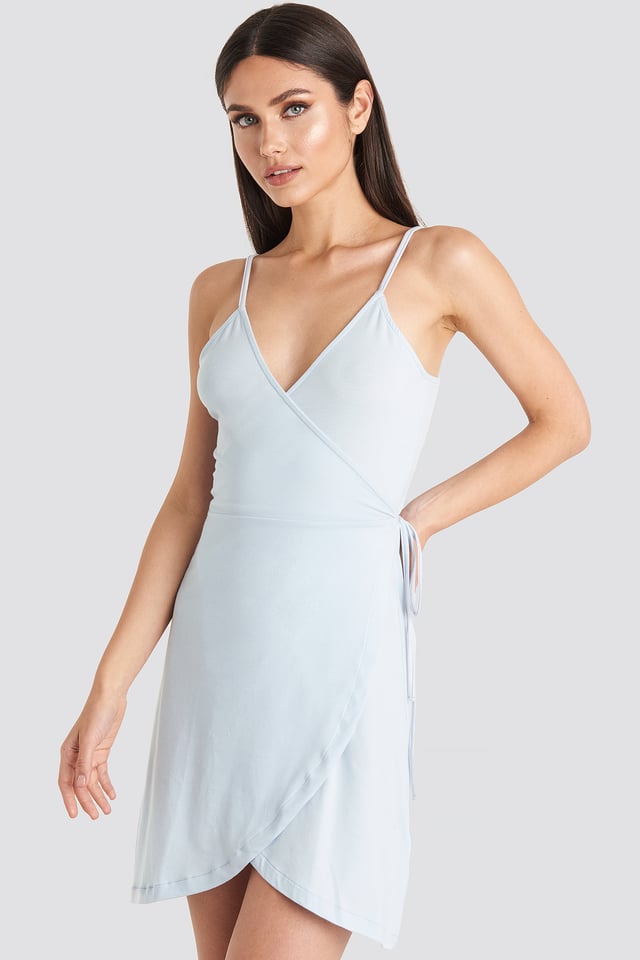 Wrap Mini Dress Pale Blue