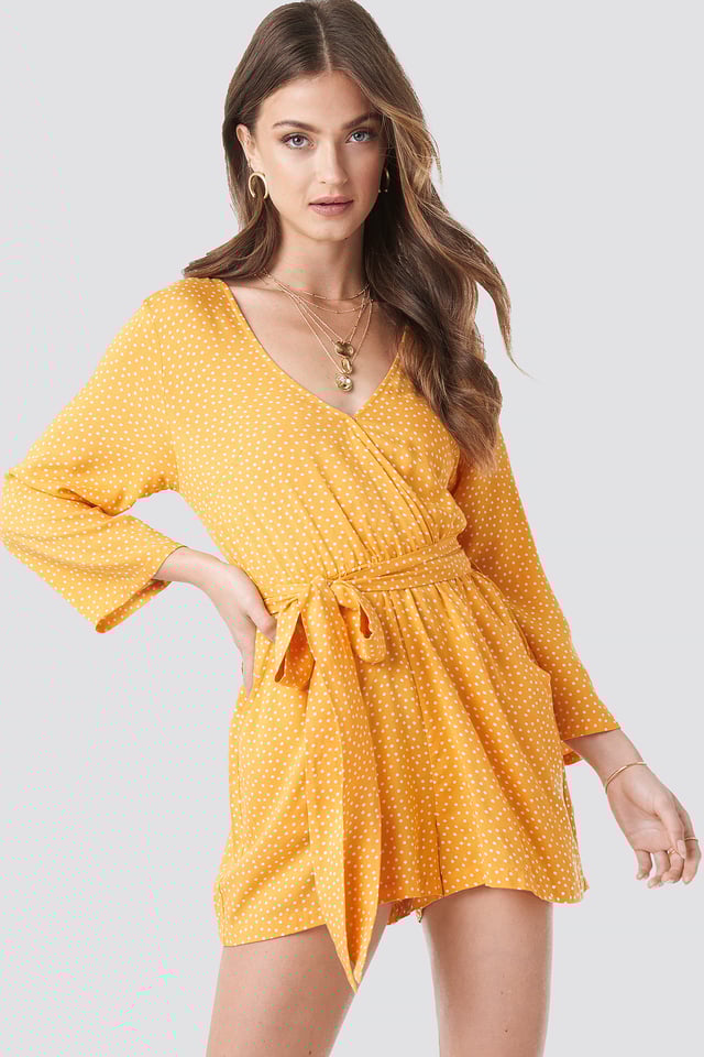 Wrap Playsuit Yellow Dots